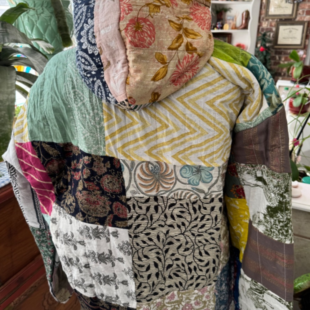 Ashley Taylor Patchwork Hoodie Boho Colorful One … - image 7